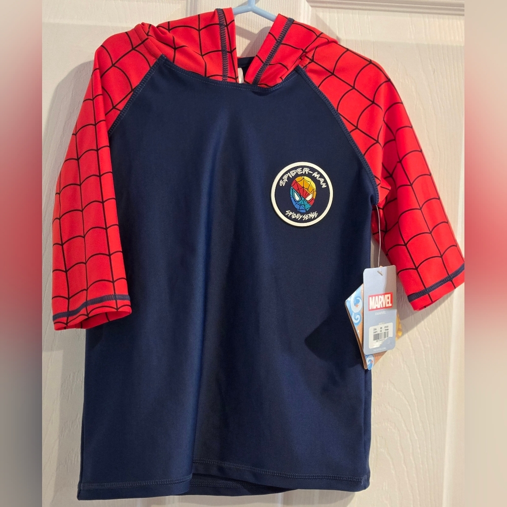 Marvel Red and Blue Rashguard Swim Shirt